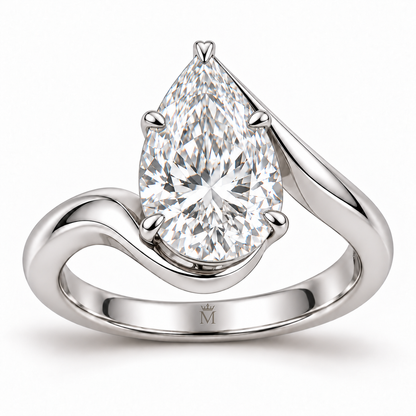 Willow Arc pear lab-grown diamond ring, structural angle design visualization