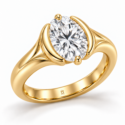 Oval Cove oval lab-grown diamond ring, structural angle design visualization