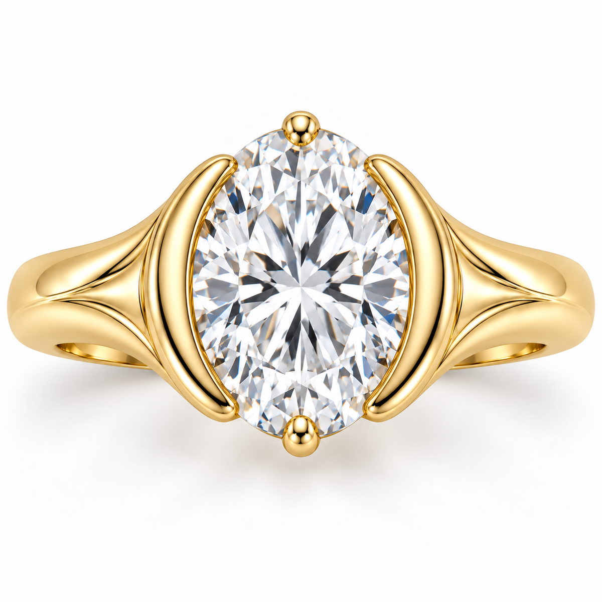 Oval Cove oval lab-grown diamond ring, face-up detail design visualization