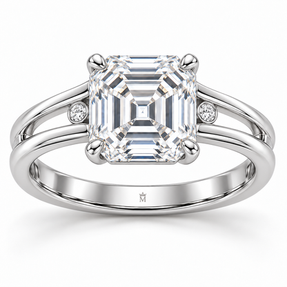 Twin Rail emerald lab-grown diamond ring, front design visualization