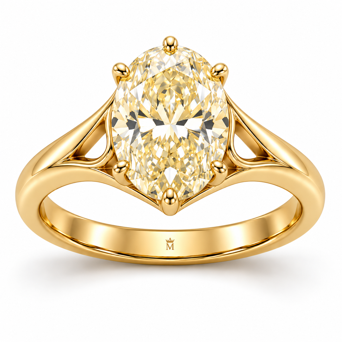 Sunlit Arch oval lab-grown diamond ring, front design visualization
