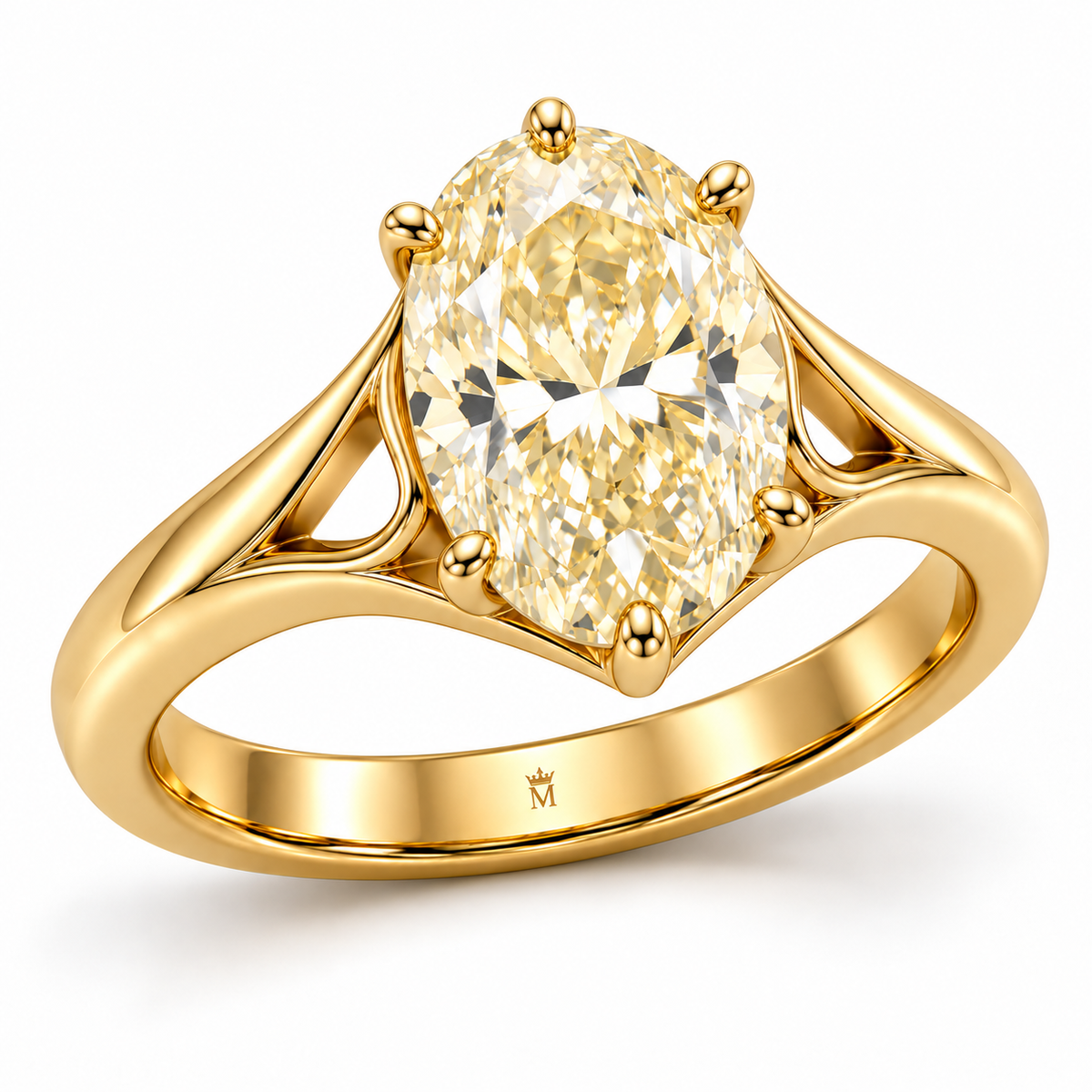 Sunlit Arch oval lab-grown diamond ring, elevated three-quarter design visualization