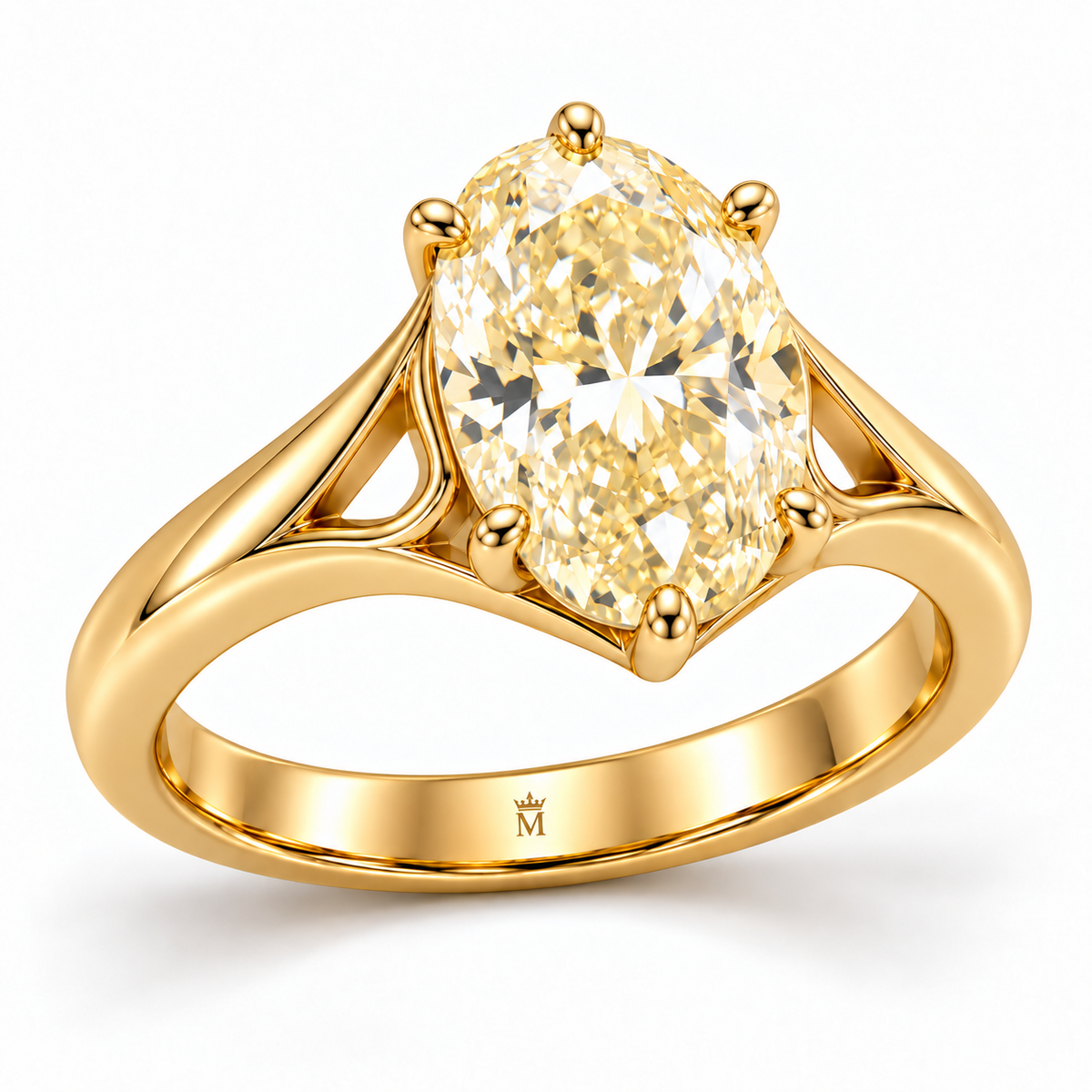 Sunlit Arch oval lab-grown diamond ring, structural angle design visualization