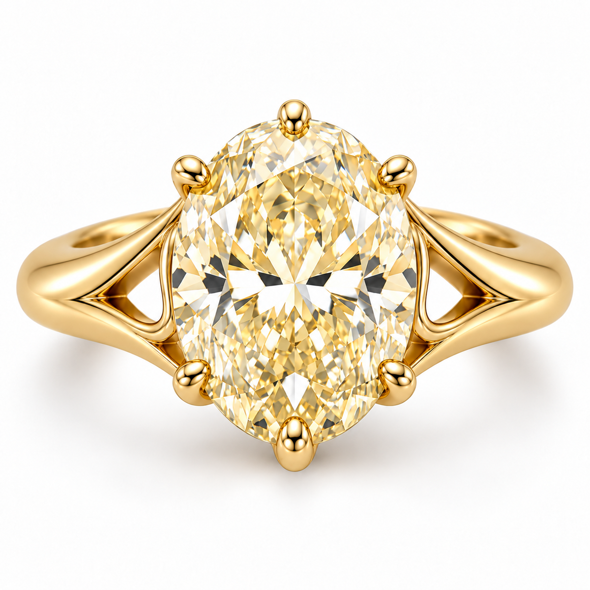 Sunlit Arch oval lab-grown diamond ring, face-up detail design visualization
