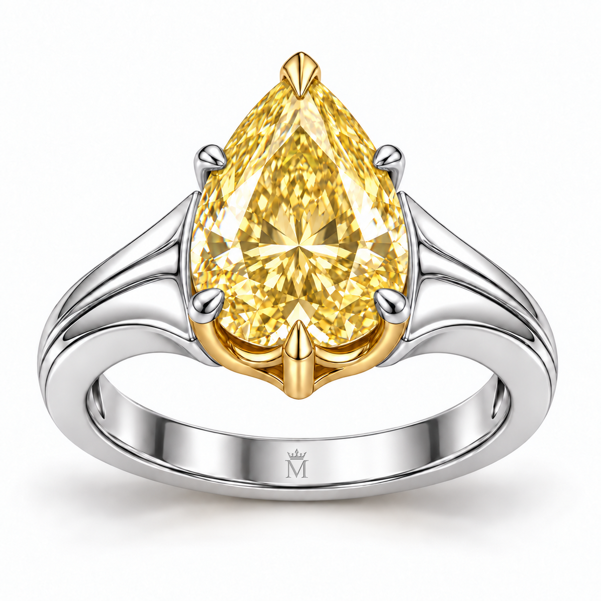 MISSISSI Auric Flow lab-grown diamond ring, white-background studio view, design visualization