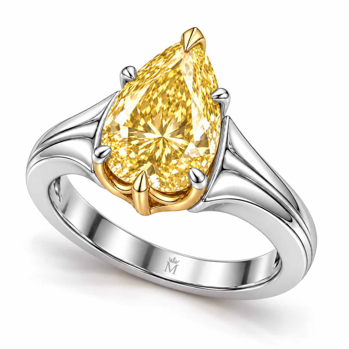 MISSISSI Auric Flow lab-grown diamond ring, opposite right oblique view, design visualization