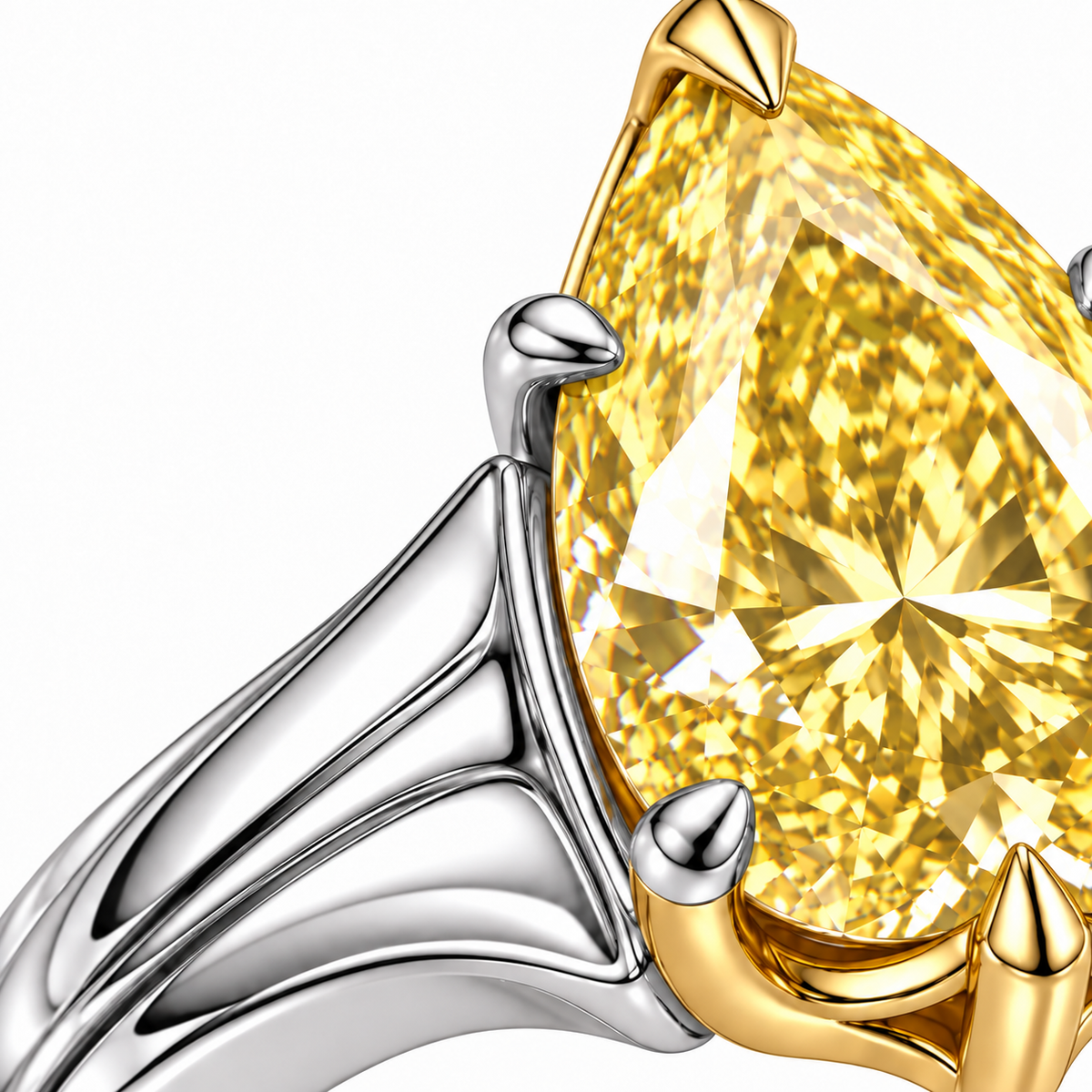 MISSISSI Auric Flow lab-grown diamond ring, shoulder and prong detail, design visualization