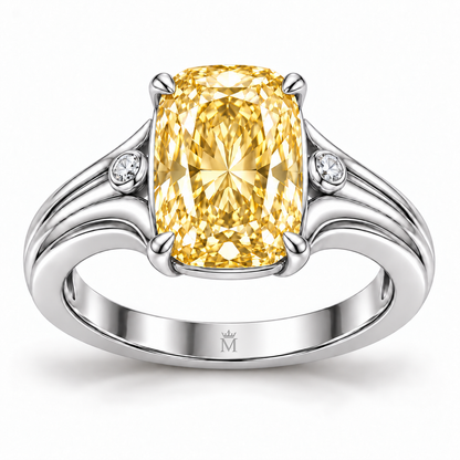 MISSISSI Golden Cadence lab-grown diamond ring, white-background studio view, design visualization