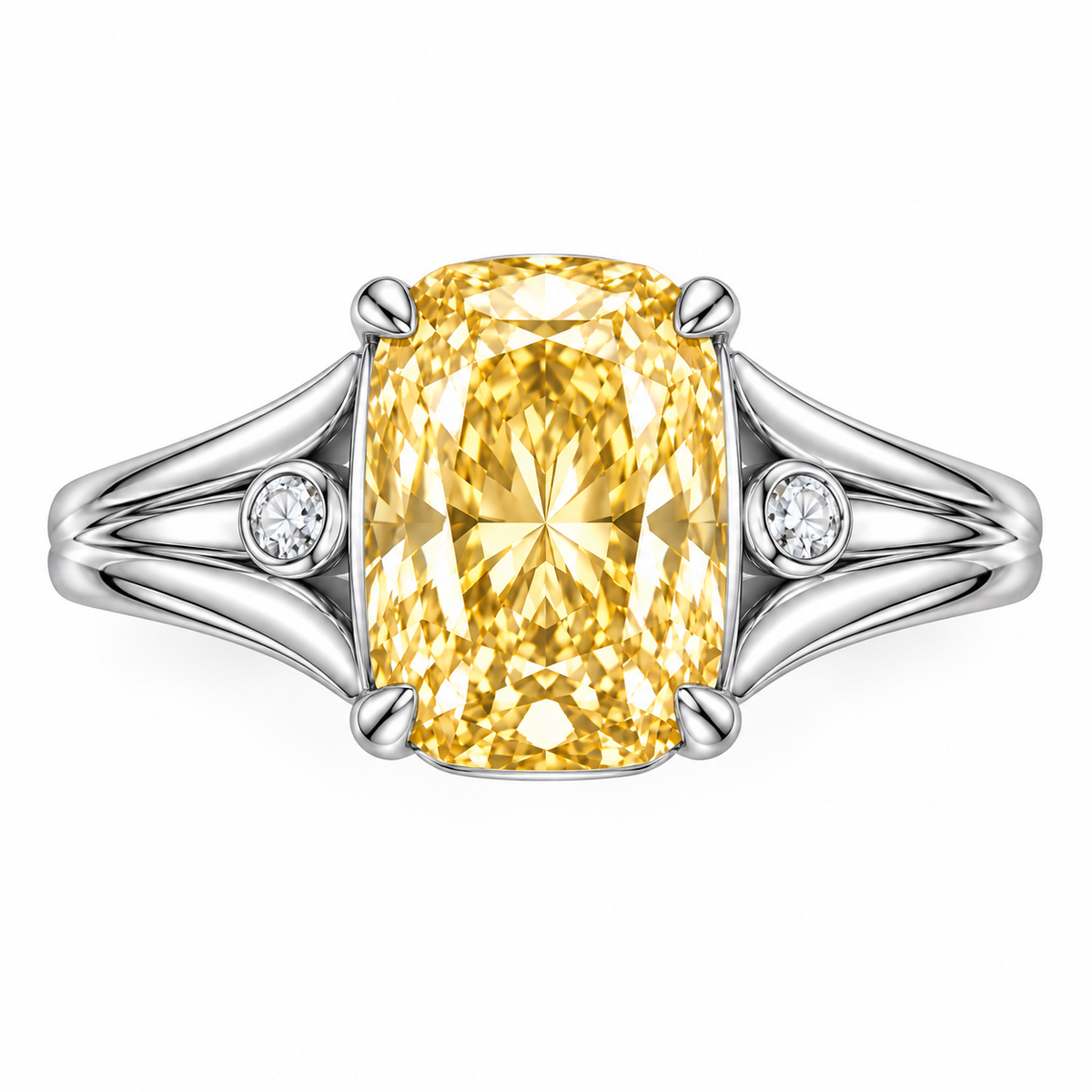 MISSISSI Golden Cadence lab-grown diamond ring, face-up top view, design visualization