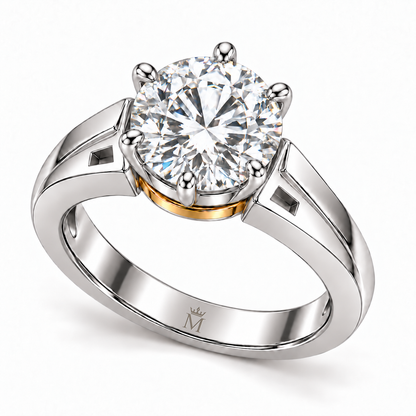 Round Passage white round brilliant lab-grown diamond ring, elevated oblique view