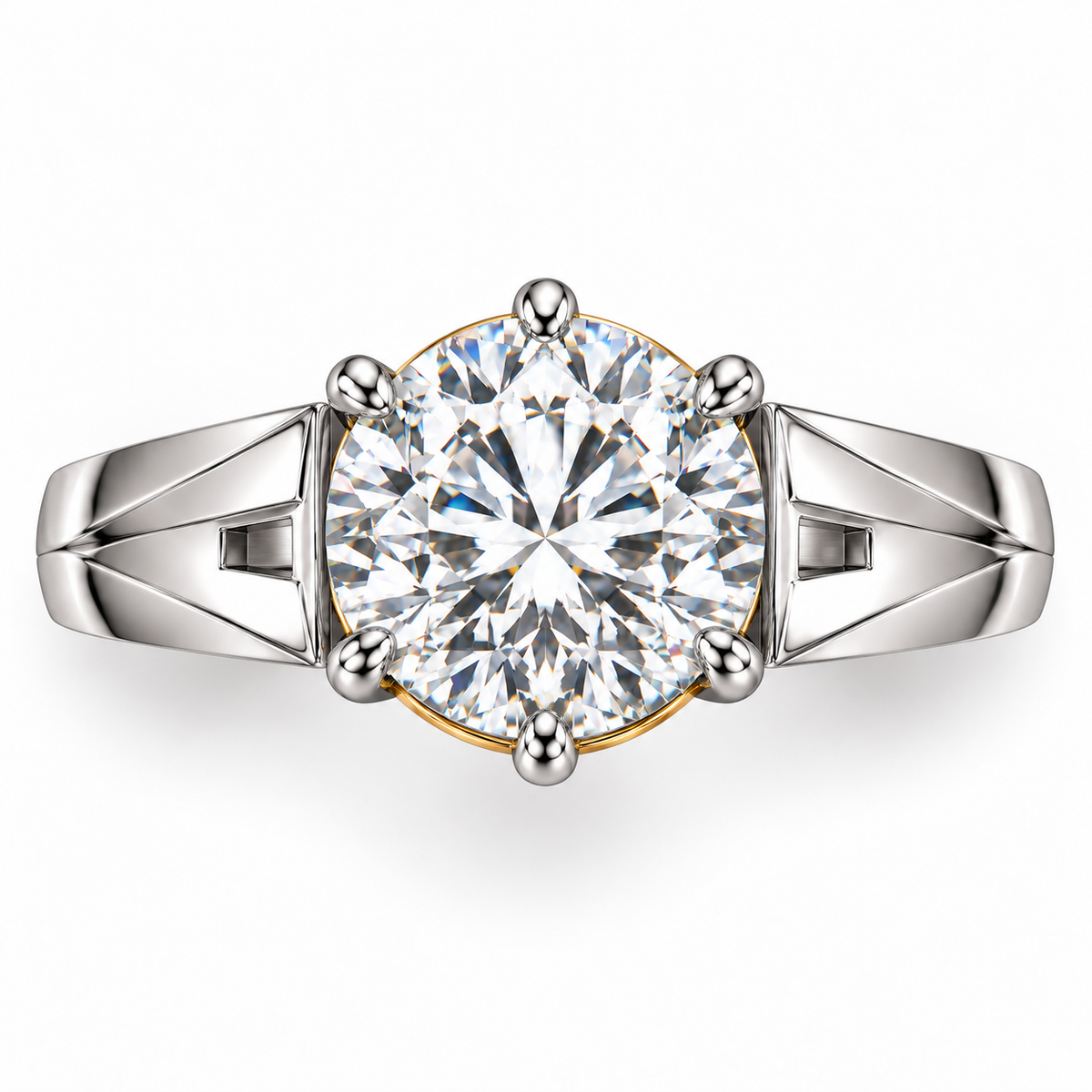 Round Passage white round brilliant lab-grown diamond ring, face-up top view