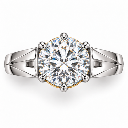 Round Passage white round brilliant lab-grown diamond ring, face-up top view
