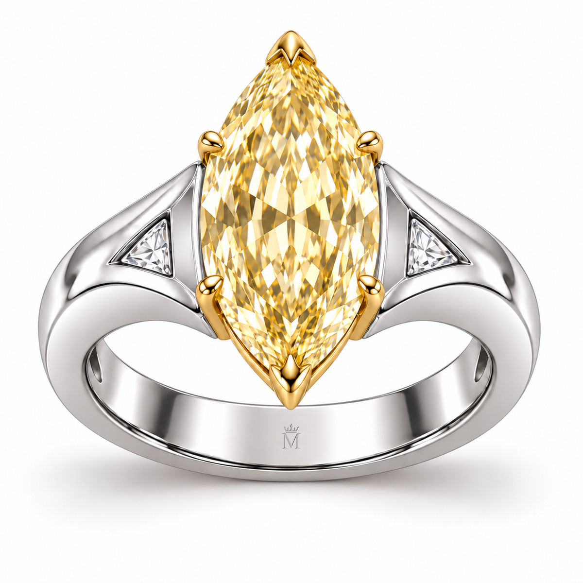 Aureate Wings yellow marquise lab-grown diamond ring, front product view