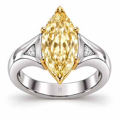 Aureate Wings yellow marquise lab-grown diamond ring, front product view
