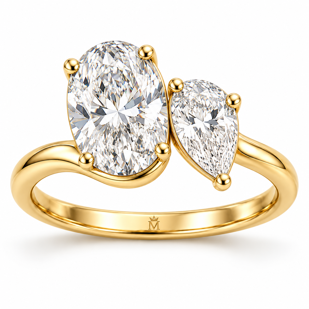 Near Oval and Pear Lab-Grown Diamond Ring front view, AI-generated design preview