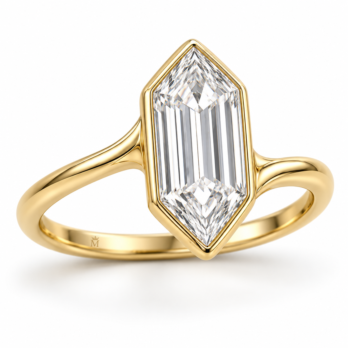 Soft Hex Elongated Hexagon Lab-Grown Diamond Ring in yellow gold, AI-generated design preview