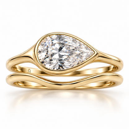 Ebb Duet Pear Lab-Grown Diamond Bridal Set in yellow gold, AI-generated design preview