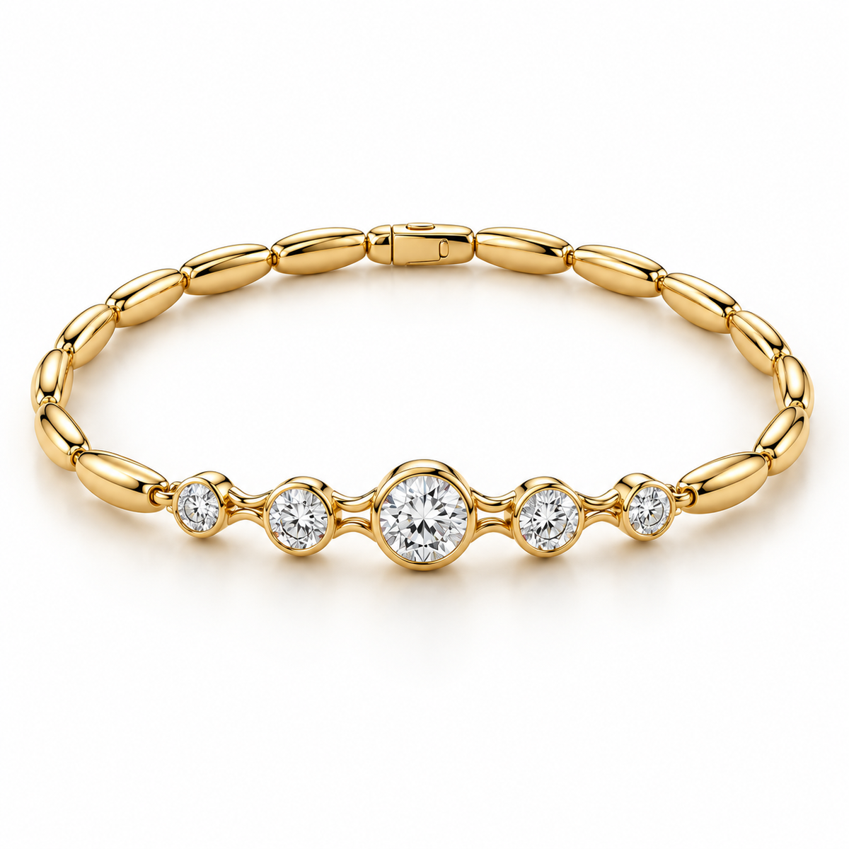 Interval Five-Stone Lab-Grown Diamond Bracelet in yellow gold, AI-generated design preview