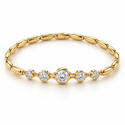 Interval Five-Stone Lab-Grown Diamond Bracelet in yellow gold, AI-generated design preview