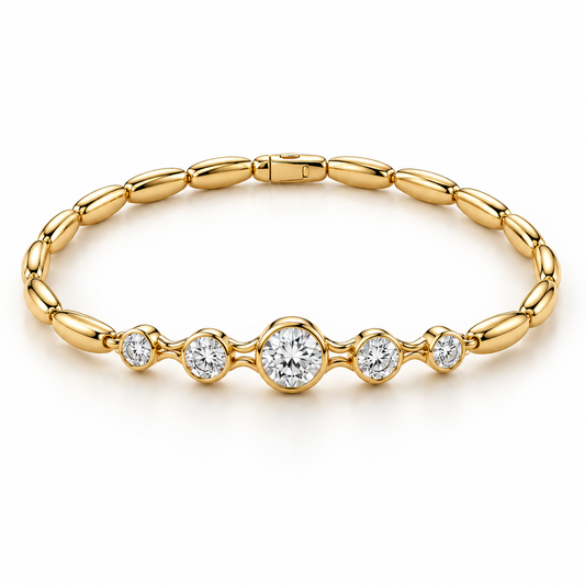 Interval Five-Stone Lab-Grown Diamond Bracelet in yellow gold, AI-generated design preview
