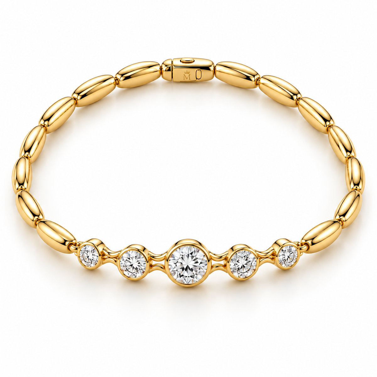 Interval Five-Stone Lab-Grown Diamond Bracelet front view, AI-generated design preview