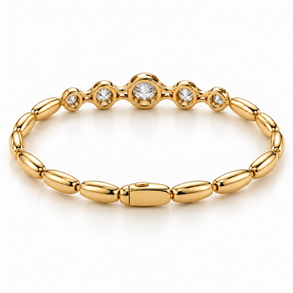 Interval Five-Stone Lab-Grown Diamond Bracelet profile and rear construction view, AI-generated design preview