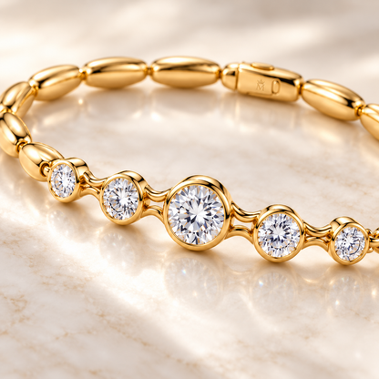 Interval Five-Stone Lab-Grown Diamond Bracelet setting and diamond detail, AI-generated design preview