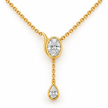 Tide Line Oval and Pear Lab-Grown Diamond Y Necklace front view, AI-generated design preview