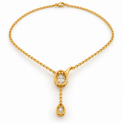 Tide Line Oval and Pear Lab-Grown Diamond Y Necklace profile and rear construction view, AI-generated design preview