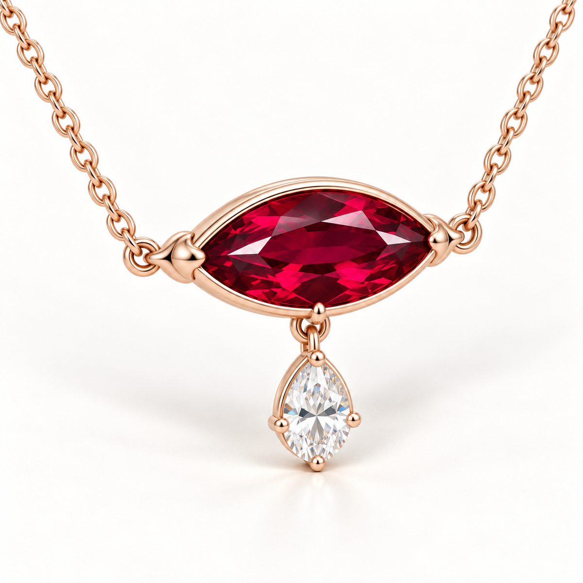 MISSISSI RB09 lab-grown ruby jewelry in rose gold, product view design visualization