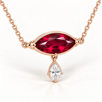 MISSISSI RB09 lab-grown ruby jewelry in rose gold, product view design visualization