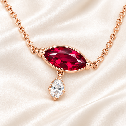 MISSISSI RB09 lab-grown ruby jewelry in rose gold, product view design visualization