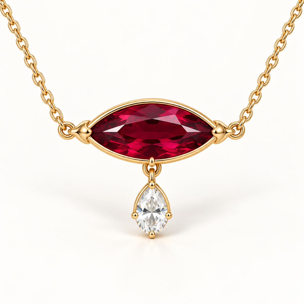 MISSISSI RB09 lab-grown ruby jewelry in yellow gold, product view design visualization