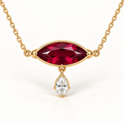 MISSISSI RB09 lab-grown ruby jewelry in yellow gold, product view design visualization