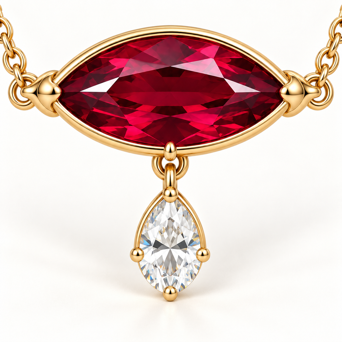 MISSISSI RB09 lab-grown ruby jewelry in yellow gold, product view design visualization
