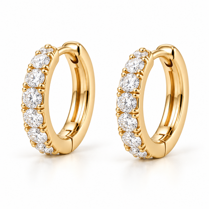 Round Lab-Grown Diamond Huggie Earrings 0.50 CTW in yellow gold, hero; design visualization