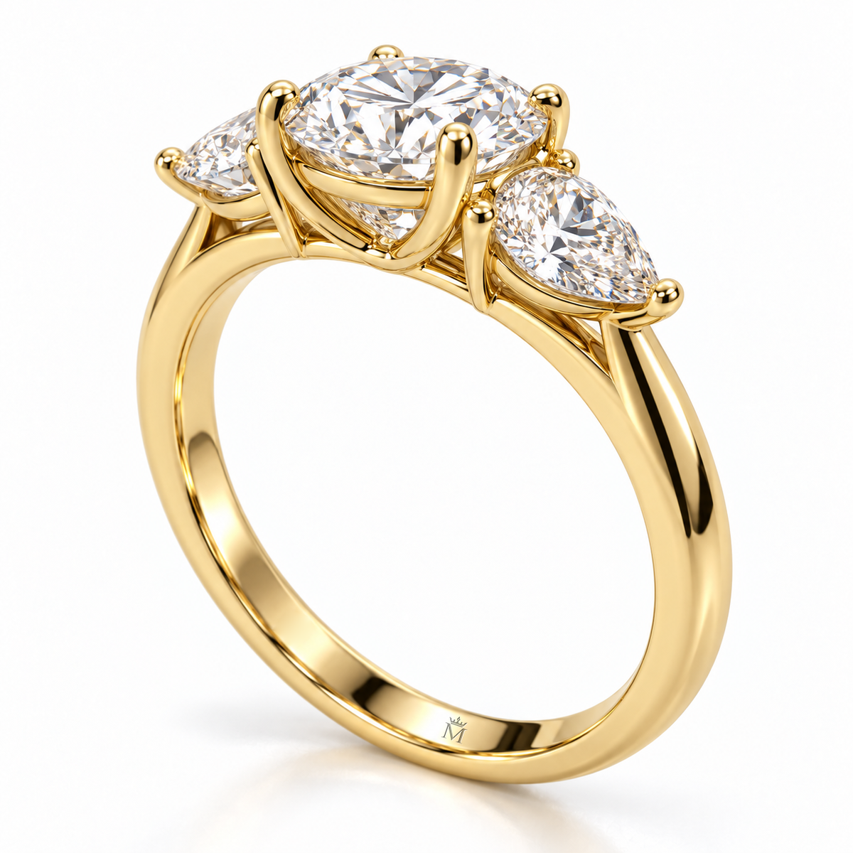MISSISSI Round Pear Trilogy lab-grown diamond ring in 14K yellow gold, side gallery