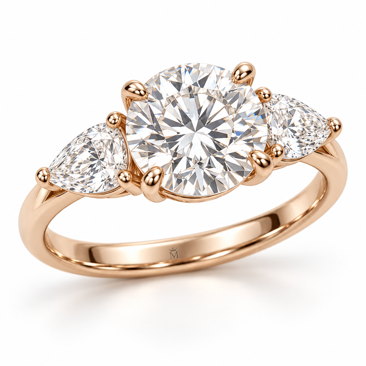 MISSISSI Round Pear Trilogy lab-grown diamond ring in 14K rose gold, hero