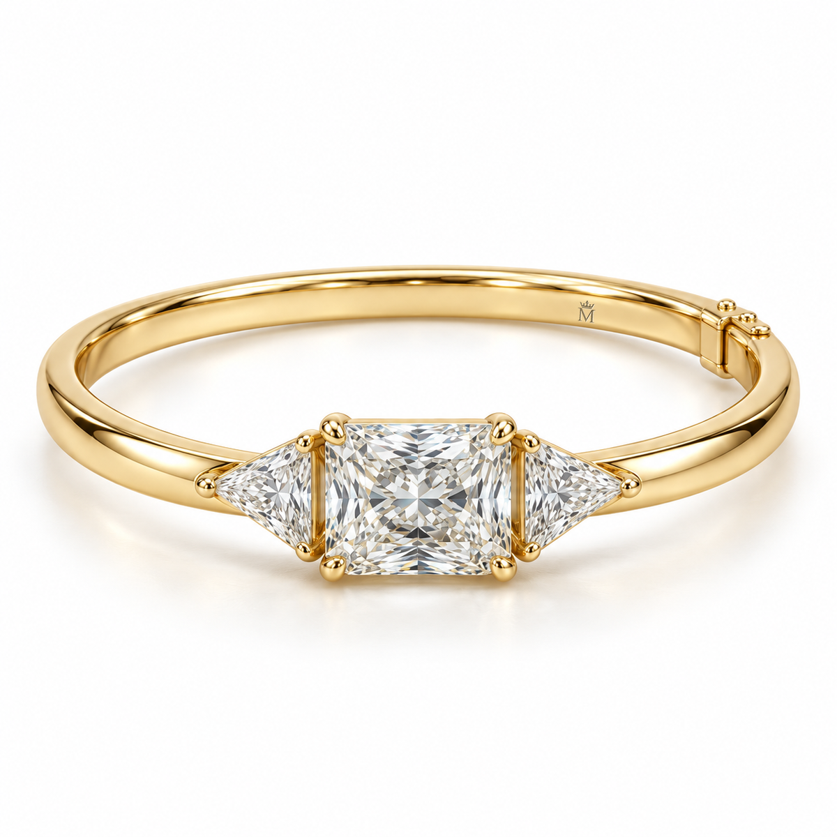 MISSISSI Radiant Triangle lab-grown diamond bangle in 14K yellow gold, hero