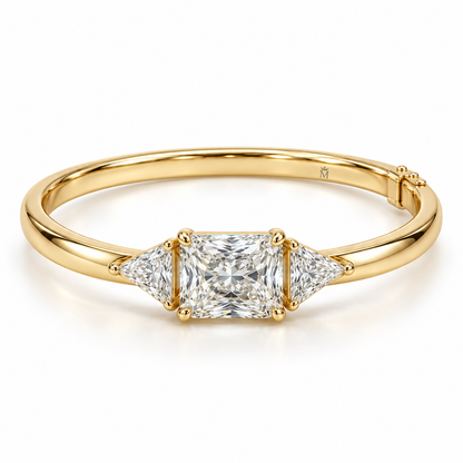 MISSISSI Radiant Triangle lab-grown diamond bangle in 14K yellow gold, hero