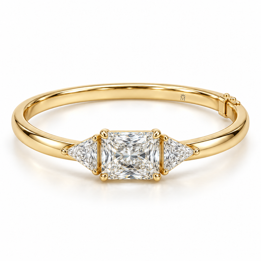 MISSISSI Radiant Triangle lab-grown diamond bangle in 14K yellow gold, hero
