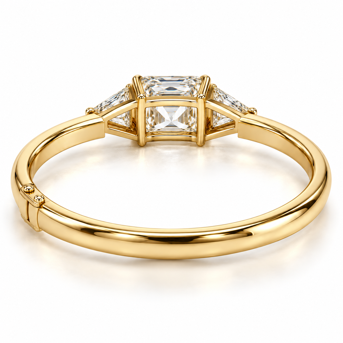 MISSISSI Radiant Triangle lab-grown diamond bangle in 14K yellow gold, side gallery