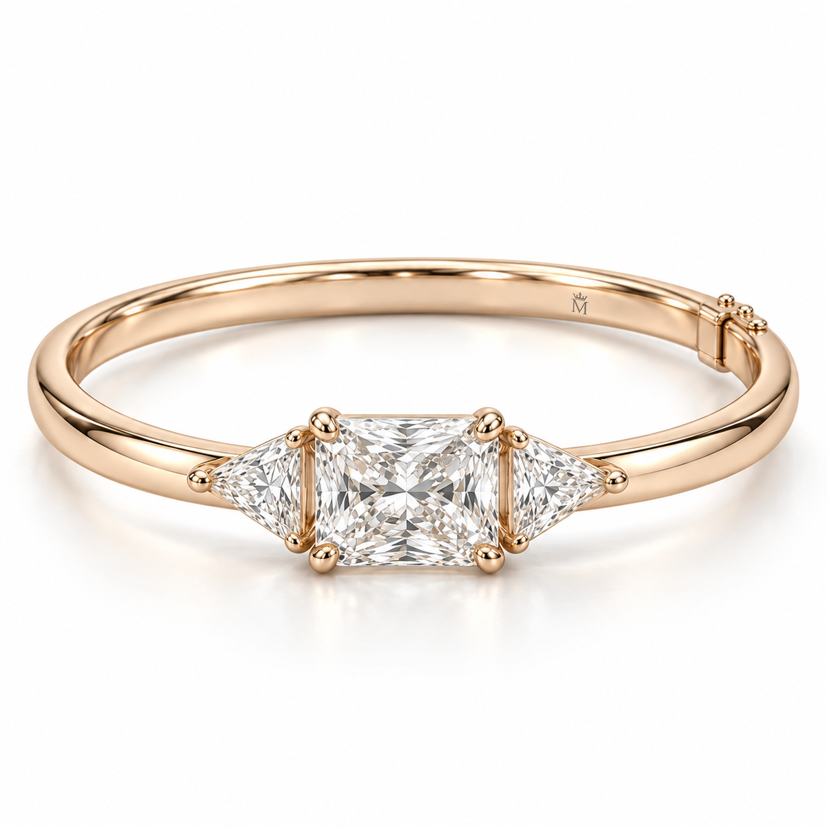 MISSISSI Radiant Triangle lab-grown diamond bangle in 14K rose gold, hero