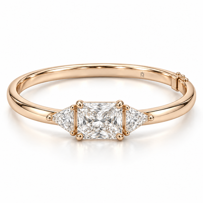 MISSISSI Radiant Triangle lab-grown diamond bangle in 14K rose gold, hero