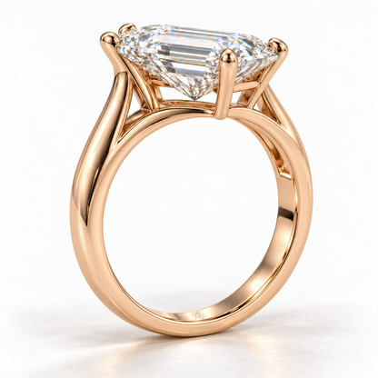 MISSISSI Hexagonal Split-Shoulder Lab-Grown Diamond Ring in rose gold, low side/profile view; design visualization