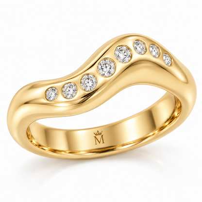 MISSISSI Vela 0.35 total carat lab-grown diamond wave ring in 14K yellow gold, right view