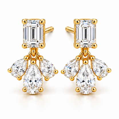 MISSISSI Emerald Fan lab-grown diamond earrings in 14K yellow gold, hero