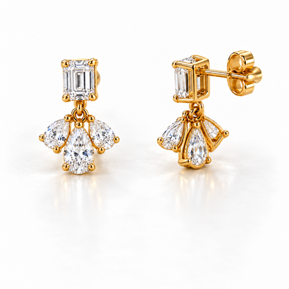 MISSISSI Emerald Fan lab-grown diamond earrings in 14K yellow gold, side gallery