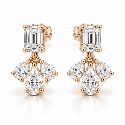 MISSISSI Emerald Fan lab-grown diamond earrings in 14K pale champagne rose gold, hero