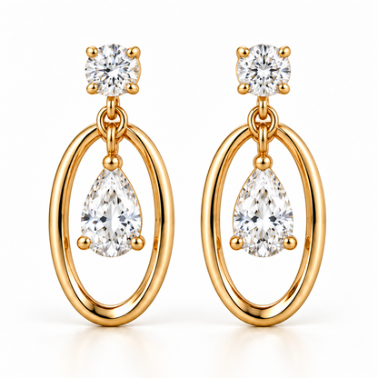 MISSISSI Pear Orbit lab-grown diamond earrings in 14K yellow gold, hero